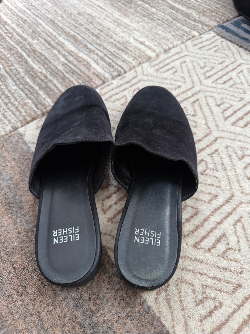Eileen Fisher Black Suede Backless Slide Mules